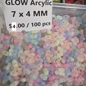 Glow Acrylic Peanut Beads 7x4 MM